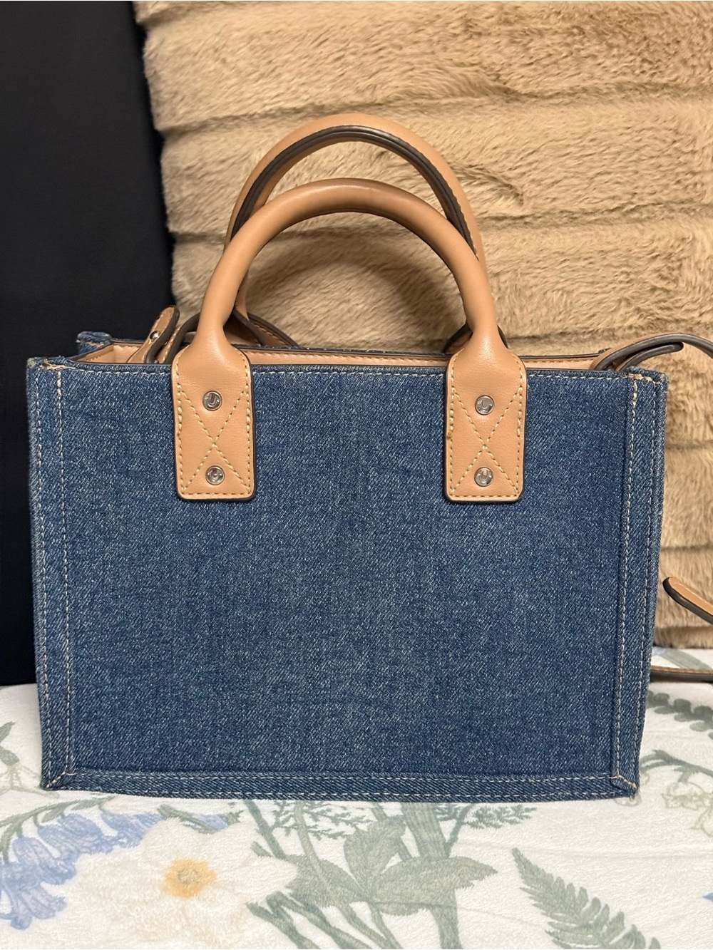 True Religion Y2K Chic Denim Mini Horseshoe Monogram Tote Crossbody - Picture 2 of 7